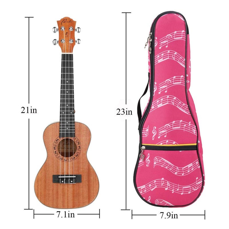 PUNK Ukulele Soprano Bag,Ukulele Case 21" Waterproof Oxford Musical Note Case Single Shoulder Backpack with Adjustable Straps (Pink) - Image 2